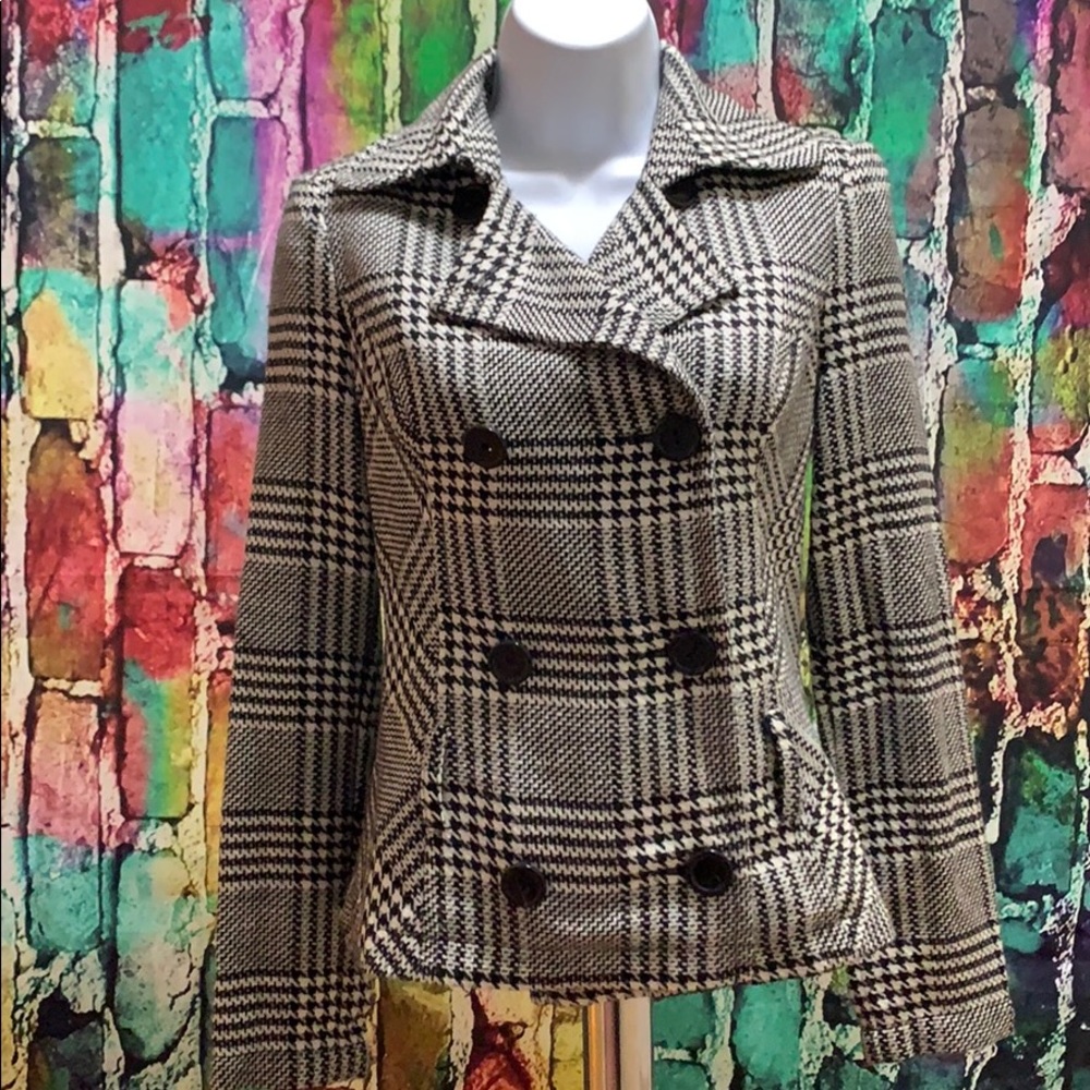 BCX small black and white blazer houndstooth